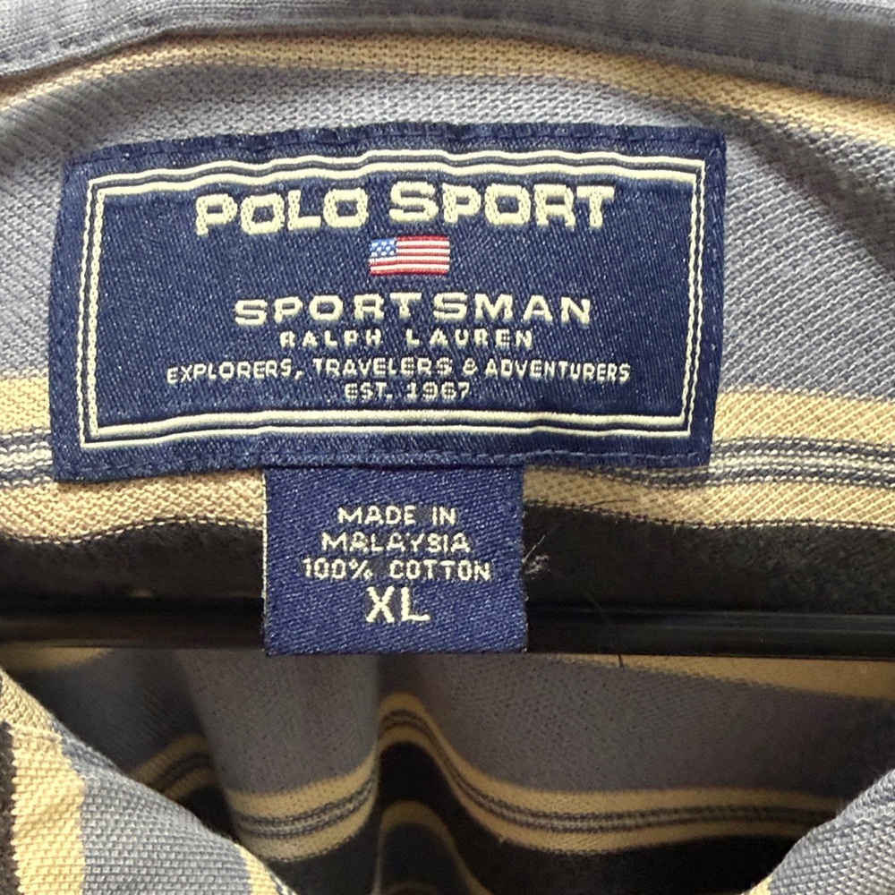 Polo by Ralph Lauren Gray and Tan Striped Polo Shirt